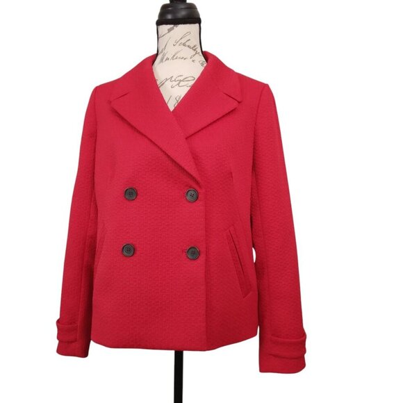 Talbots | Red Textured Double Breasted Blazer Jacket | Size 10 - Picture 1 of 10